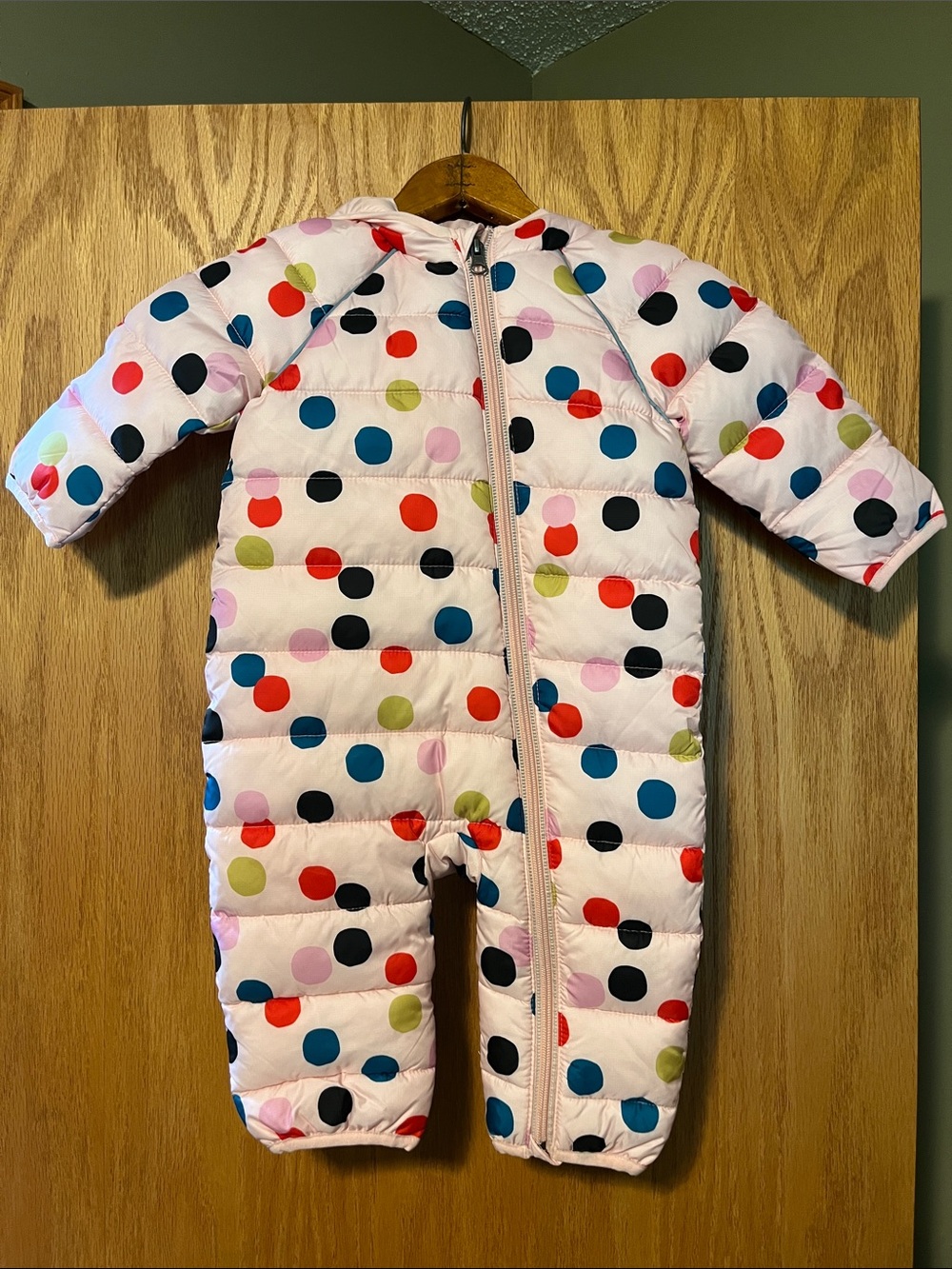 Hanna Andersson Light Pink Polka Dot Puffer One-Piece